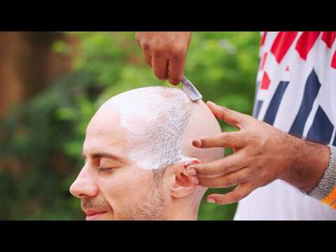 ASMR Reiki Master Outdoor Head Shave With Massage | Peaceful Indian Barber Experience