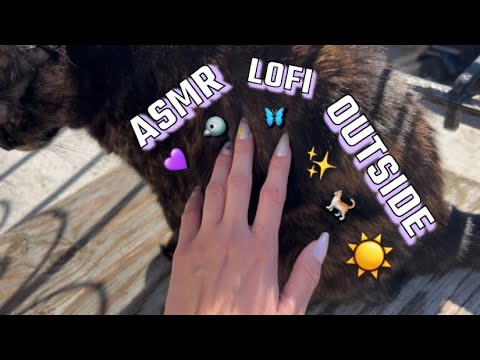 Outside ASMR w/ long nails, camera scratching, air tracing, birds singing in the background