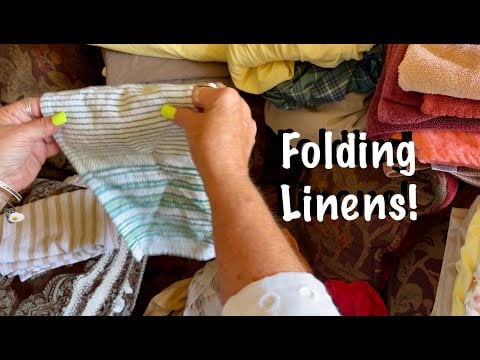 ASMR Folding Linens! (Whispered version) Cloth sounds & tinkling bracelet