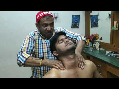 Asim barber New style heavy oil Head and body massage asmr with Powerful neck cracking