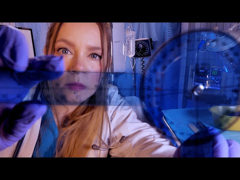 ASMR Hospital Night Time Cranial Nerve Exam & Face Measuring | Scalp Exam, Sensation Testing