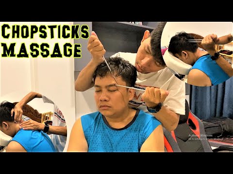 ASMR Relaxing Head Shoulder and Neck Massage with Chopstick !