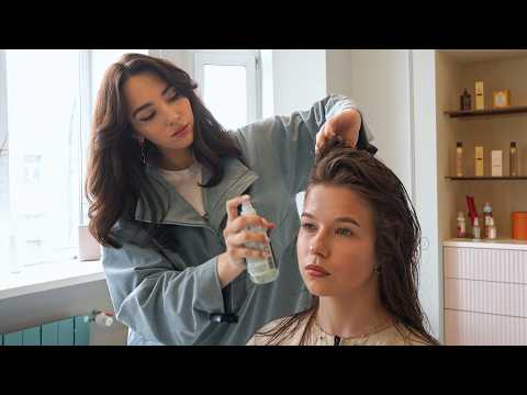✂️(ASMR) Two Ladies, One Relaxing Haircut – Scissors & Shampoo Therapy