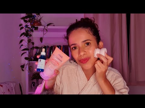 ASMR | MINHA ROTINA DE SKINCARE ANTES DE DORMIR | VÍDEO CASEIRINHO