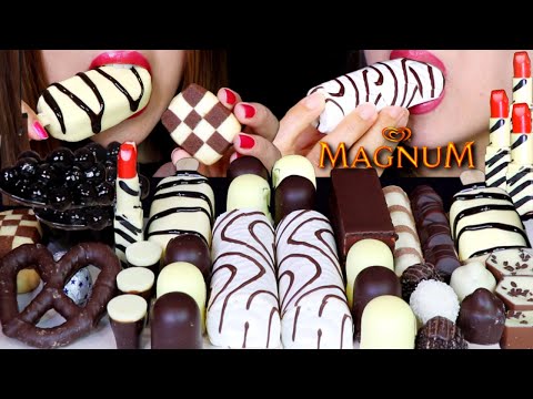 ASMR BLACK + WHITE (MAGNUM ICE CREAM, EDIBLE LIPSTICK, BOBA, CHOCOLATE MARSHMALLOW, KINDER, ZEBRA 먹방