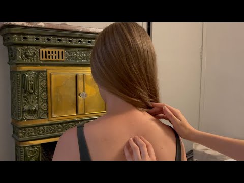 ASMR gentle touch massage during a thunderstorm ✨ back tracing, hair play, scalp massage (whisper)