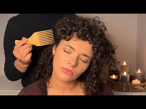 ASMR Hair & Scalp Sounds with Wooden Pin Comb 🌙 No Talking