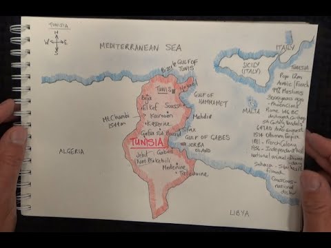 ASMR - Drawing a Map of Tunisia - Australian Accent - Chewing Gum & Quietly Whispering
