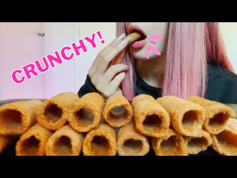 CRUNCHY ASMR Coconut & Strawberry Rolls 🥥🍓