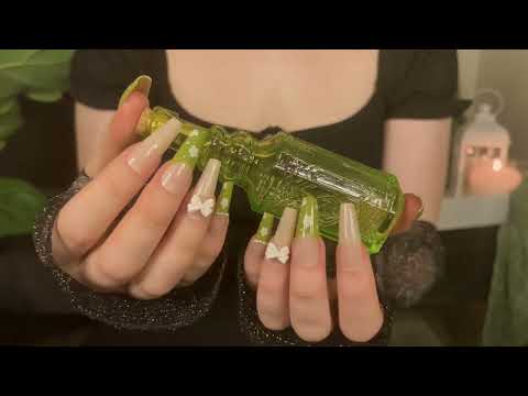 *one minute asmr* pretty glass bottles tapping (no talking)