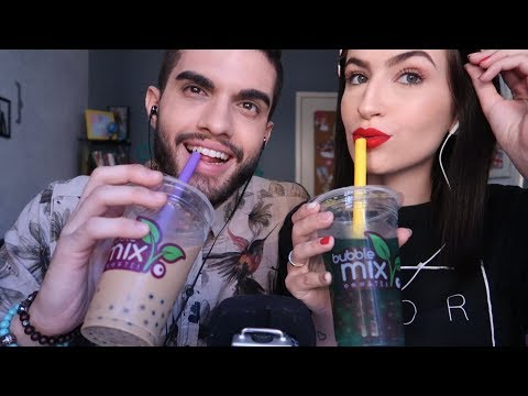 CASAL ASMR - PROVANDO BUBBLE TEA DIFERENTES!