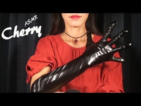 【ASMR】PU Leather Gloves Triggers and Hand Movements 합성 피혁 장갑 트리거와 손의 움직임 / 合成皮革のロング手袋でハンドムーブメント