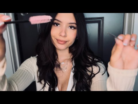 ASMR | plucking and brushing your eyebrows