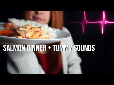 Eating Fish & Rice + Tummy Growls & Gurgles [ASMR]