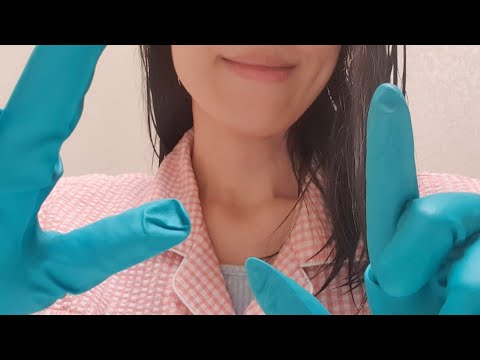 ASMR Face Tracing With Latex Gloves 🌛💙 measuring you, camera touching, hand movement, face exam