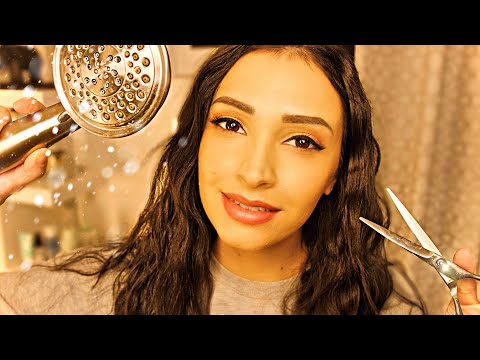 ASMR Haircut, Hair Washing, Hair Dye | Scalp Massage + Oil Massage for Sleep