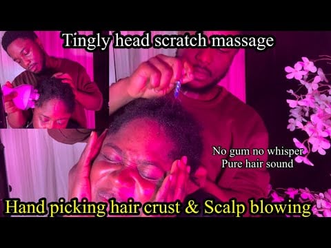 ASMR 🔱 Hand picking hair crust, Deep scalp blowing, intense head scratch on @QueenMariamASMR
