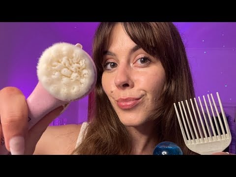 1 Hour of ASMR For Deep Sleep☁️Personal Attention, Hairplay, Skincare