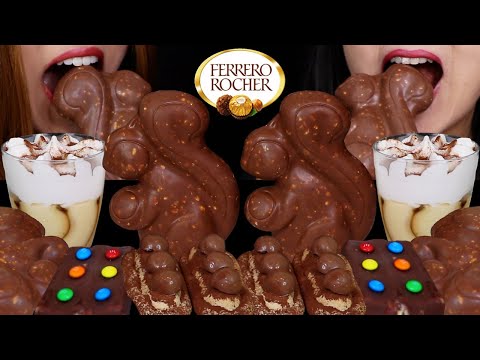 ASMR GIANT CHOCOLATE FERRERO ROCHER SQUIRRELS, WHIPPED CREAM GELATO CUPS, M&MS ICE CREAM BAR 먹방