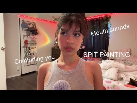 ASMR Helping You Sleep In 15 min (mouth sounds, spit painting, comforting you) 