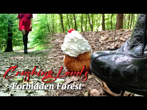 Pea vs. Cake! Knee High Boots Crushing Food! Oddly Satisfying! Outdoor ASMR