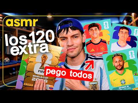 ASMR PARA DORMIR PEGANDO LOS 120 STICKERS EXTRA DE PANINI ⚽ Álbum Mundial 2026