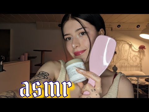 ASMR 💜 // hair brushing and styling (hair play)