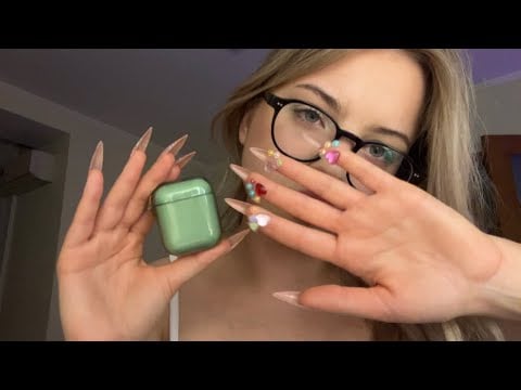 быстрый асмр таппинг длинными ногтями // для сна, сдвг, camera tapping 💙