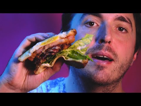 ASMR Eating BLT w/ Eggy in a Basket Bread Sandwich 먹방