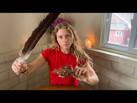 ASMR spiritual cleanse with smoke, sweeping and spells ⭐️ weird witch 🧙