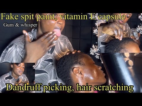 Asmr ✨Vitamin E capsule 💊 oil, Fake spit paint, hair flakes picking, intense head scratch & Whisper