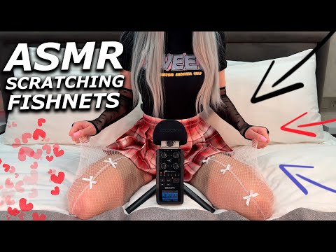 ASMR SCRATCHING SOUNDS | White Fishnet Stockings | ZOOM H6 No Talking