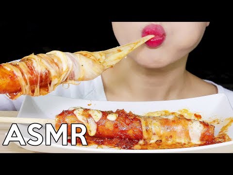 ASMR MOZZARELLA RICE CAKE SKEWERS (Tteokkochi) 치즈가래떡꼬치 리얼사운드 먹방 Eating Sounds