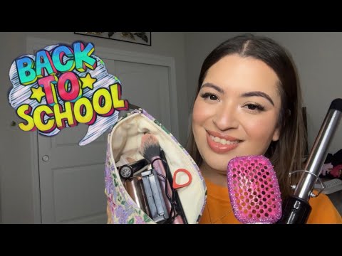 ASMR| Big sister gets you ready for First Day of High School- (makeup 💄 & hair style) ✨📚🚍