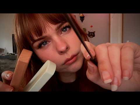 ASMR Perfectionist Must Fix Your Middle Part (Wooden Tools, and Wooden Hair Straightener)