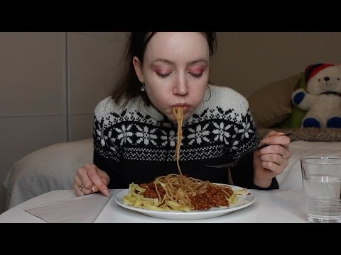 ASMR Whisper Eating Sounds  | Spaghetti & Pasta With Meat Sauce