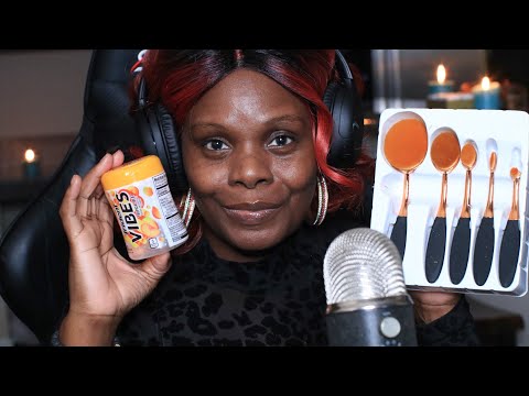 TRIDENT ASMR BRUSHING THE MICROPHONE WITH MAKEUP BRUSH SET