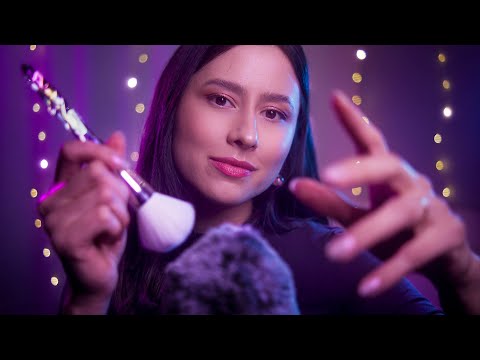 ASMR Mic brushing for the best night's sleep 💤✨️ soft spoken, whispers, hand movements, tktk, ...