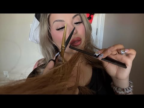 ASMR: Scalp Massage Treatment & Haircut RP ✨ (Braiding + Combing Your Hair)