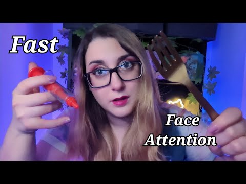 ASMR Fast Personal Attention to Your FACE (Spit Painting, Face Touching, Poking) part 2