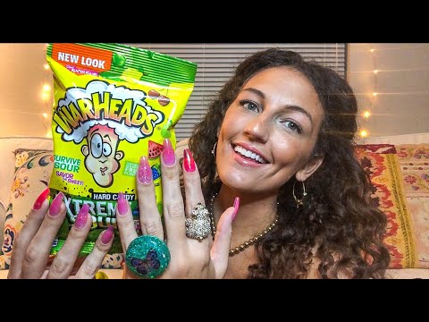 🍬🍭ASMR~ a HARD CANDY whisper RAMBLE w/ SOUR warheads🍬🍭