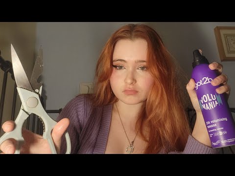 ASMR Cutting Your Hair at a Sleepover (chaotic, personal attention, soft spoken roleplay)