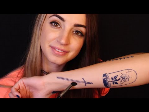 ASMR Tattoo Tracing (& Showing My Real Tattoo!)