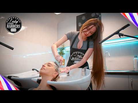 ASMR Hair Washing and Scalp Massage by Barber Lady Sandra