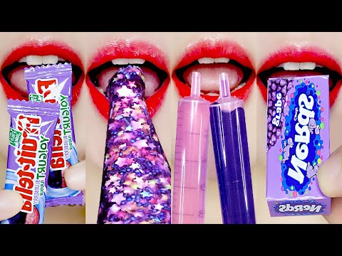 All Purple Snacks!💜 Lip ASMR MUKBANG for Sleep and Tingle Real Sounds
