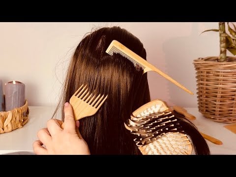 ASMR Hair Brushing for Deep Sleep 🌙 Wooden Comb Sounds (No Talking)
