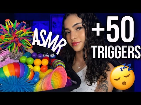 ASMR | +50 GATILHOS! MOSTRANDO TODOS OS MEUS GATILHOS/TRIGGERS 🫧