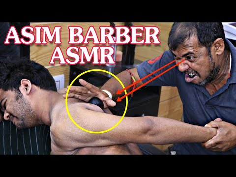 Asim Barber ASMR Upper body massage with lots of crunchy crack and asmr sound | 4 times neck crack