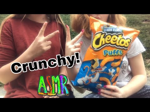 ASMR/ eating cheese puffs! Very crunchy sounds!