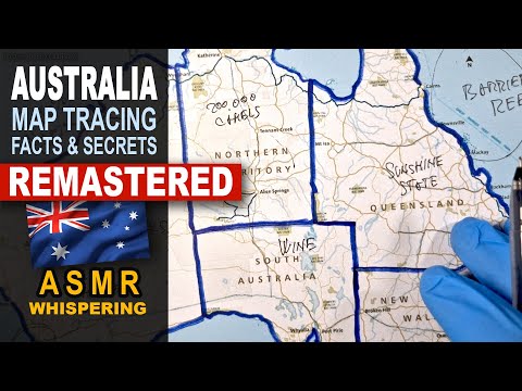 REMASTERED: ASMR Drawing AUSTRALIA Map With States Facts Explained ( ASMR whispered map tracing )